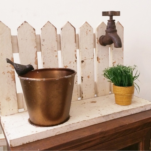 zakka vintage wall decor rustic wood shelf with a bird can - Picture 2 of 11